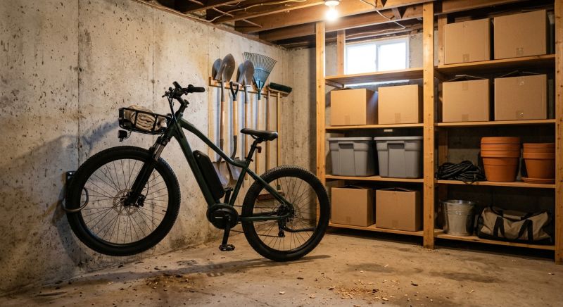 vélo électrique rangé dans un local
